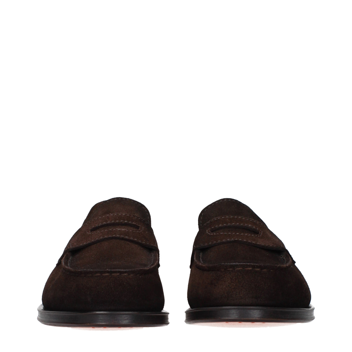 Santoni Loafers Men Suede Brown/Dark Chocolate