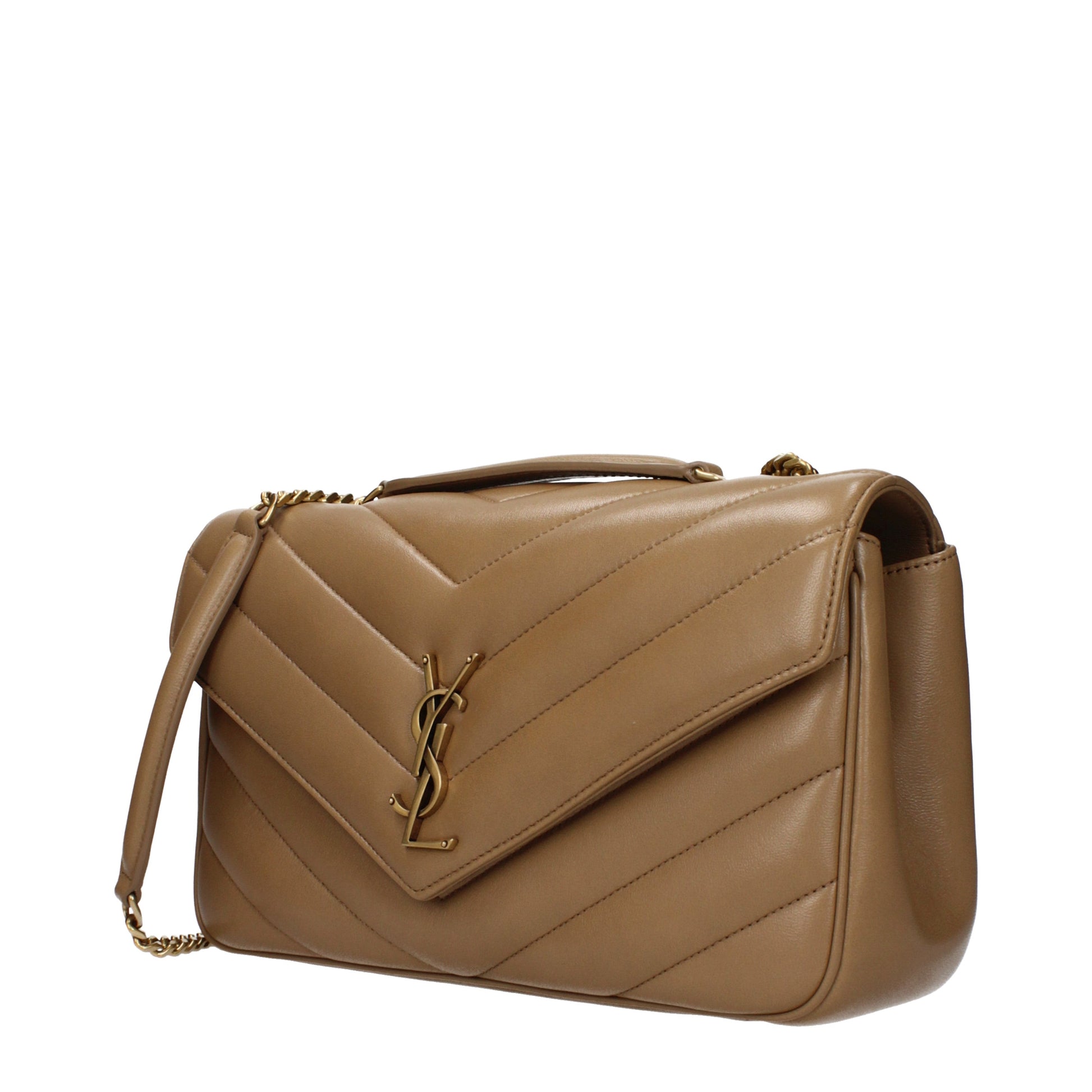 Saint Laurent Shoulder Bags Women Leather Brown/Light Tan