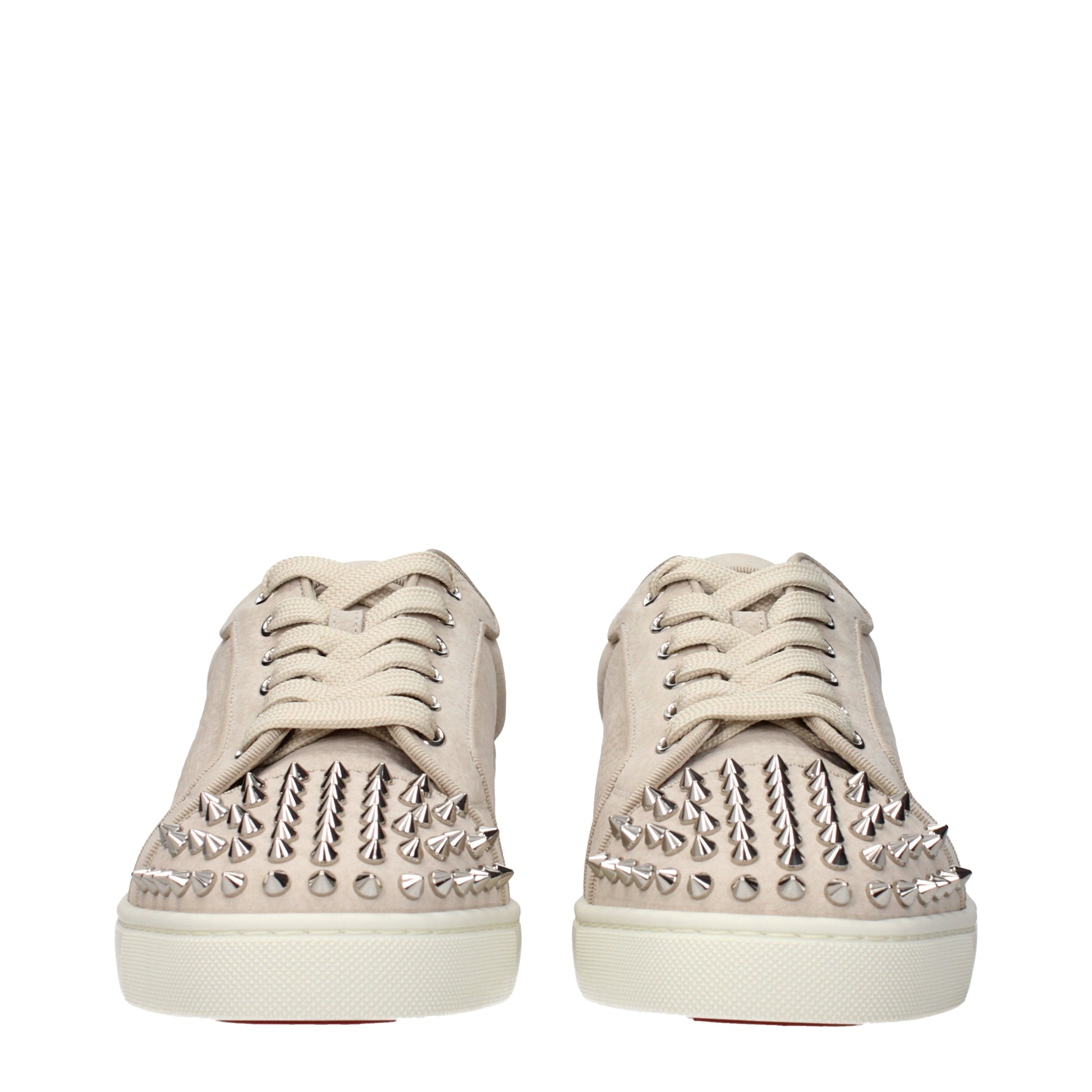 Louboutin Sneakers Men Leather Beige
