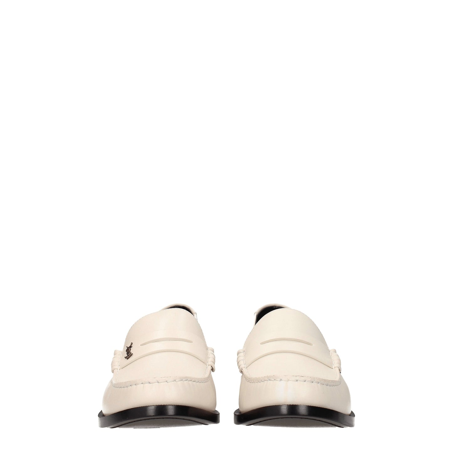 Saint Laurent Men's Loafers in Leather Beige/Antique Pearl