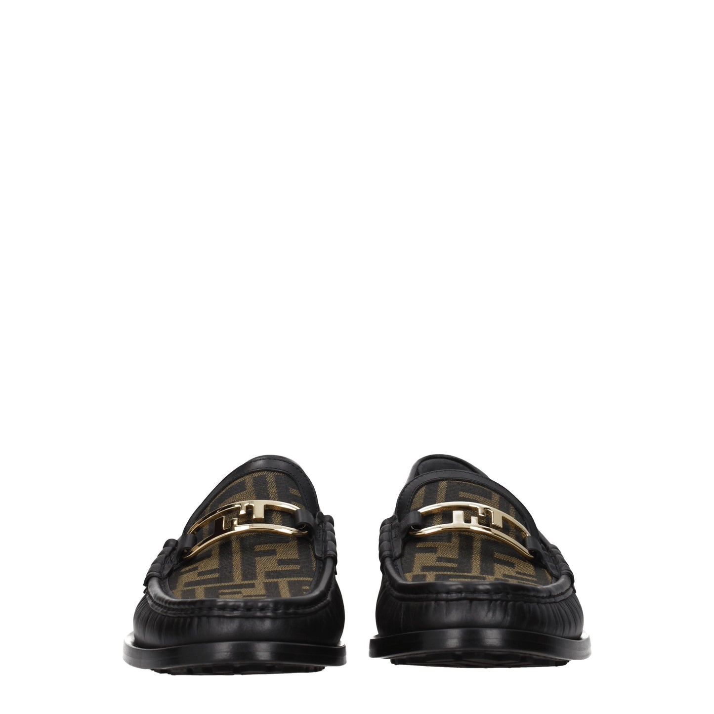 Fendi Men's Loafers in Leather Black/Brown