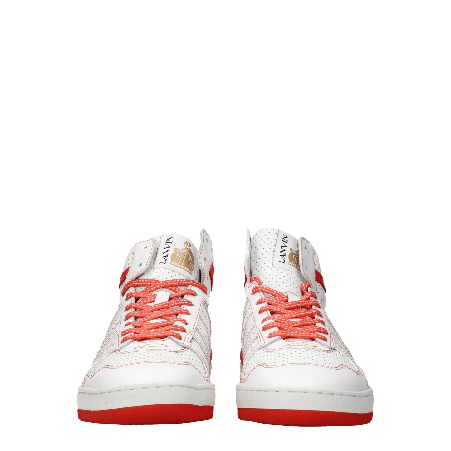 Lanvin Men's Sneakers in Leather White/Orange