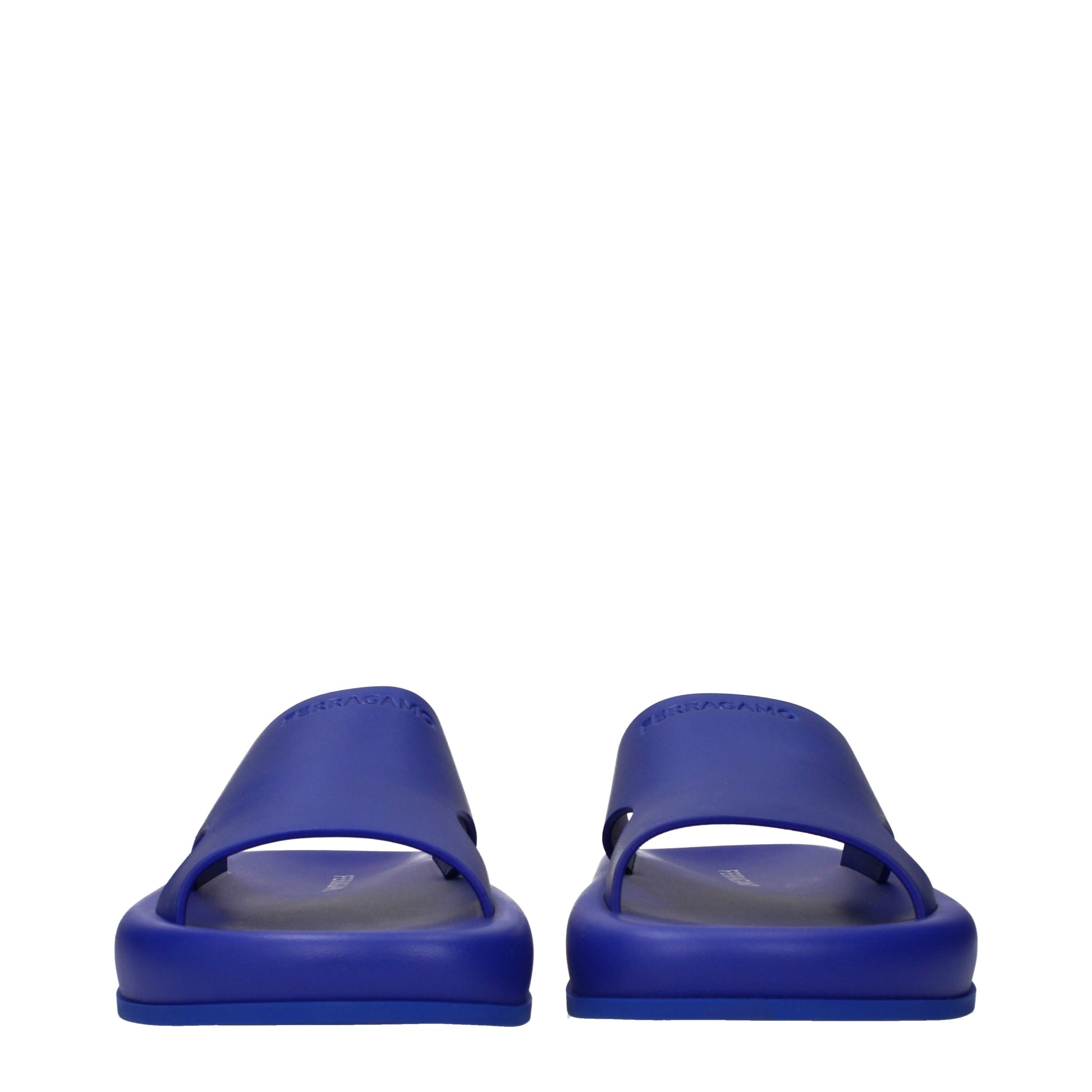 Salvatore Ferragamo Slippers and Clogs Men Leather Blue/Lapis Lazuli