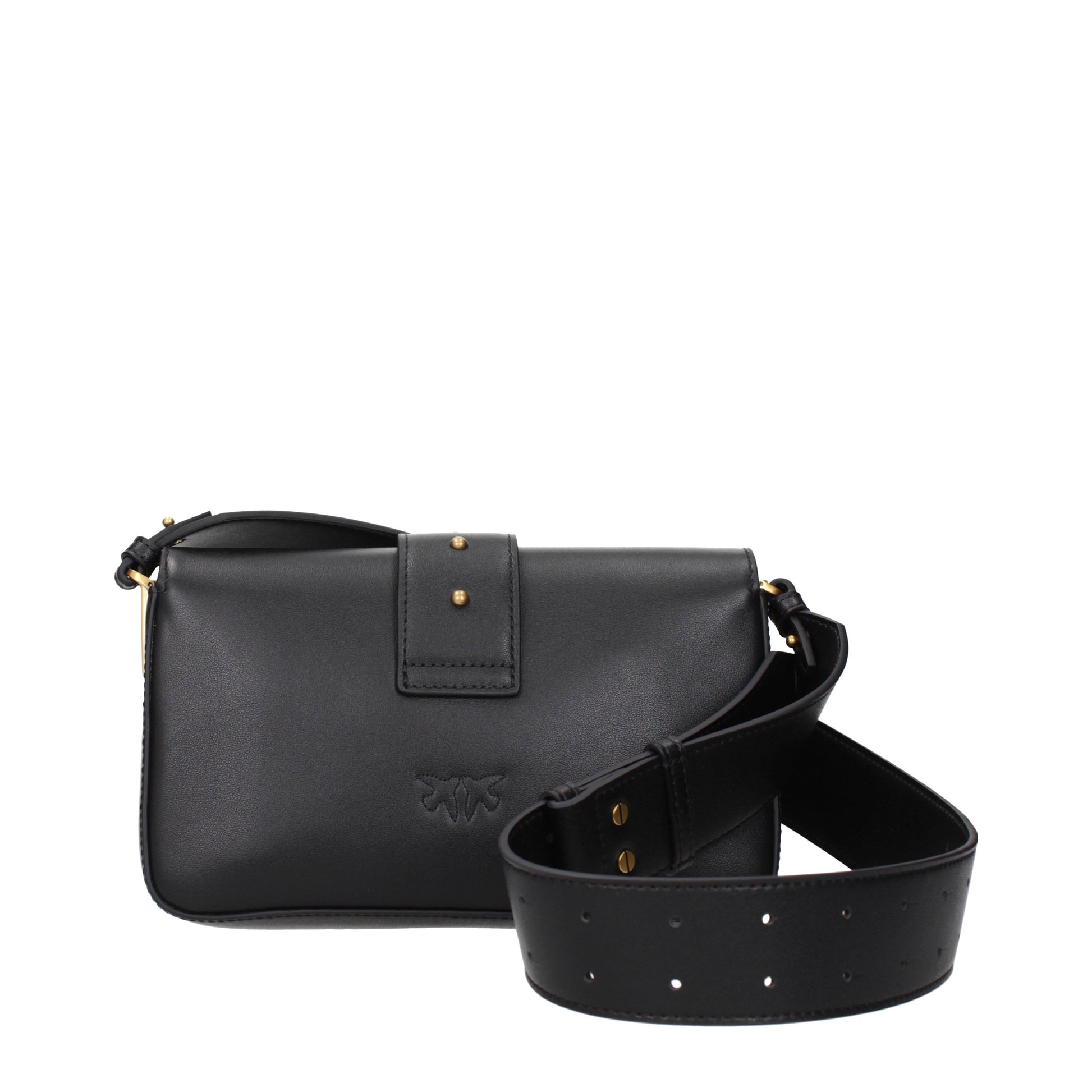 Pinko Crossbody Bags Women Leather Black/Gold