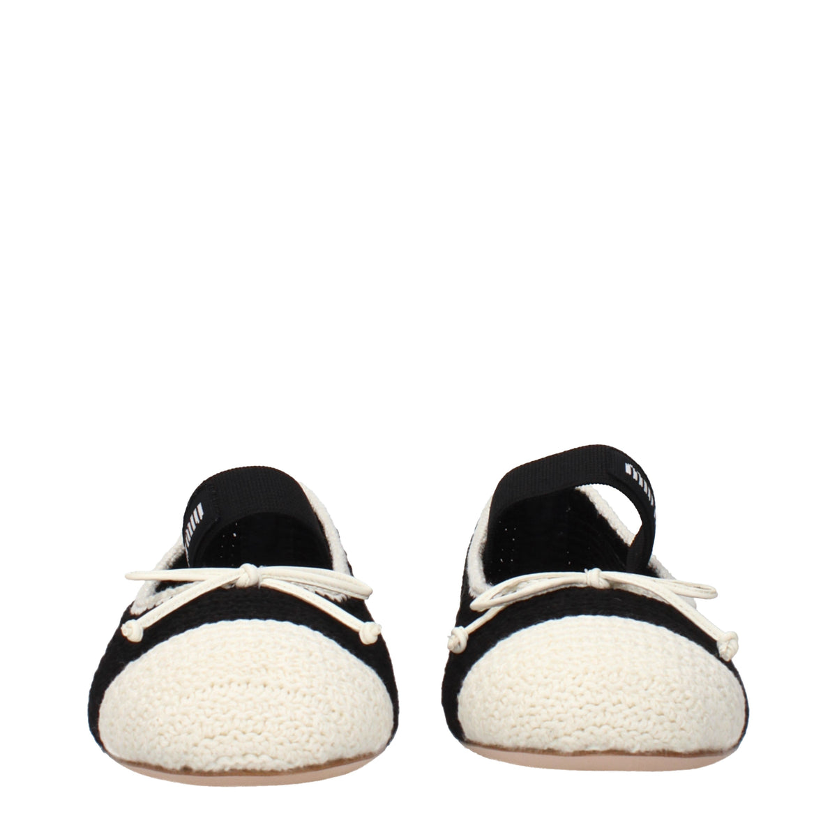 Miu Miu Ballet Flats Women Fabric  Black/Ivory