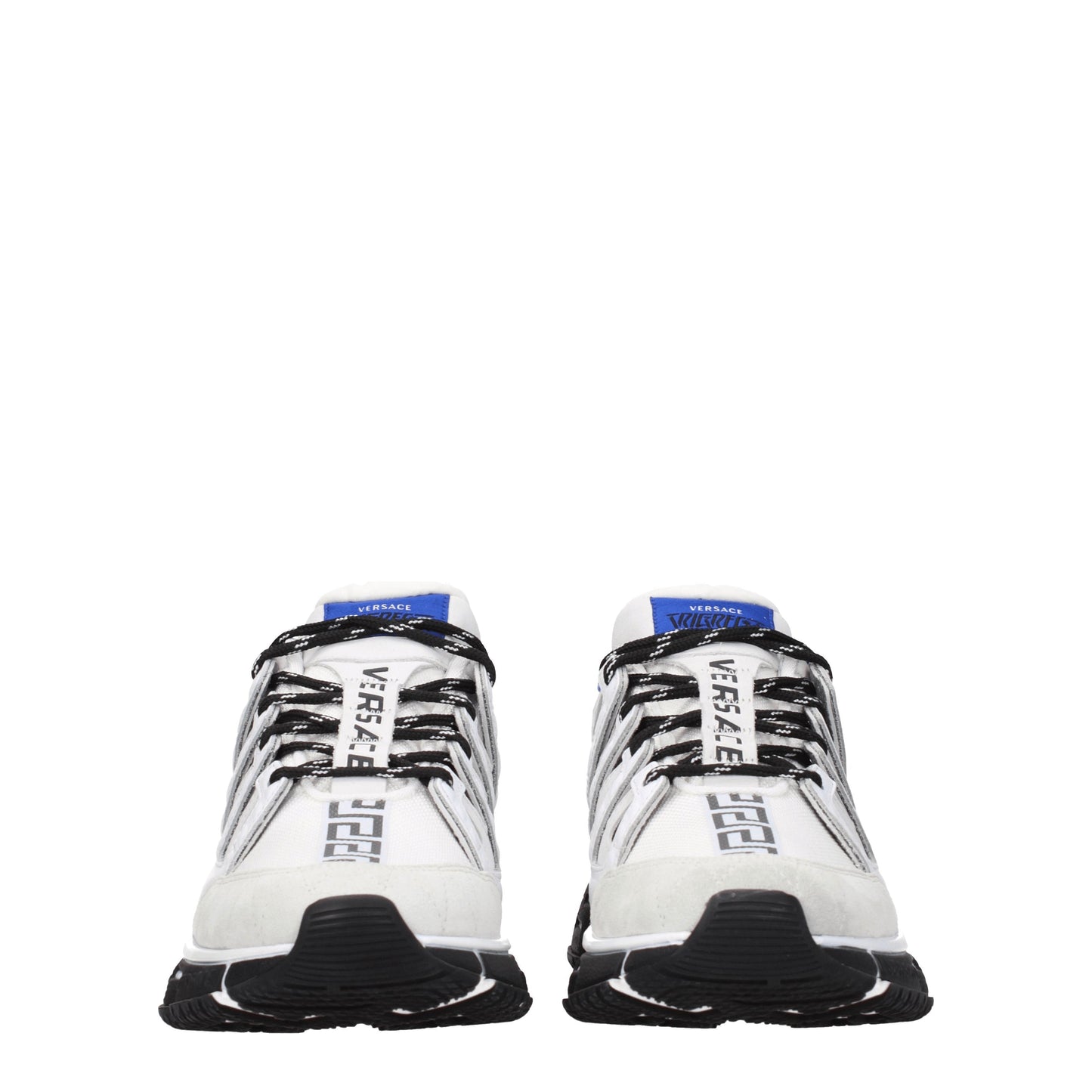 Versace Men's Sneakers in Suede White/Blue Navy