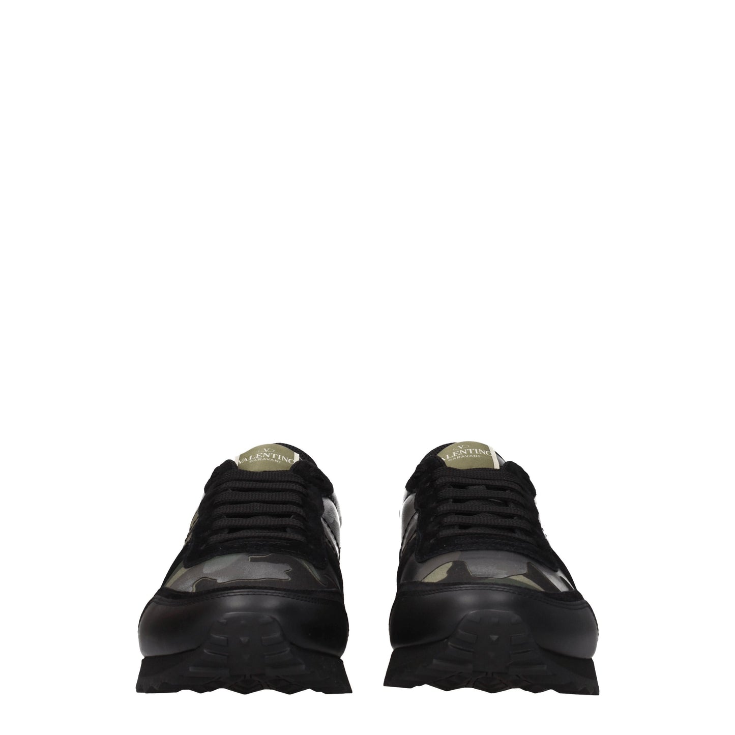 Valentino Garavani Men's Sneakers in Leather Black/Military Green