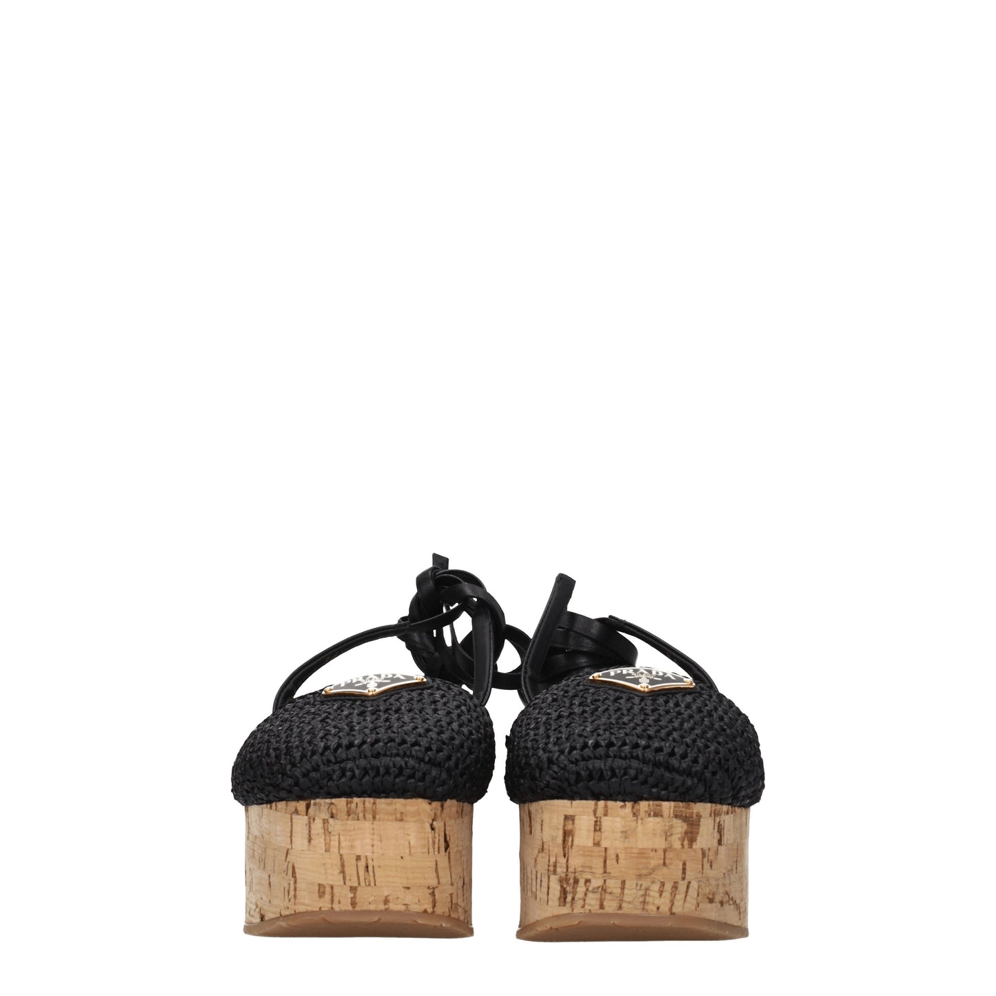 Prada Women's Wedges in Raffia Black