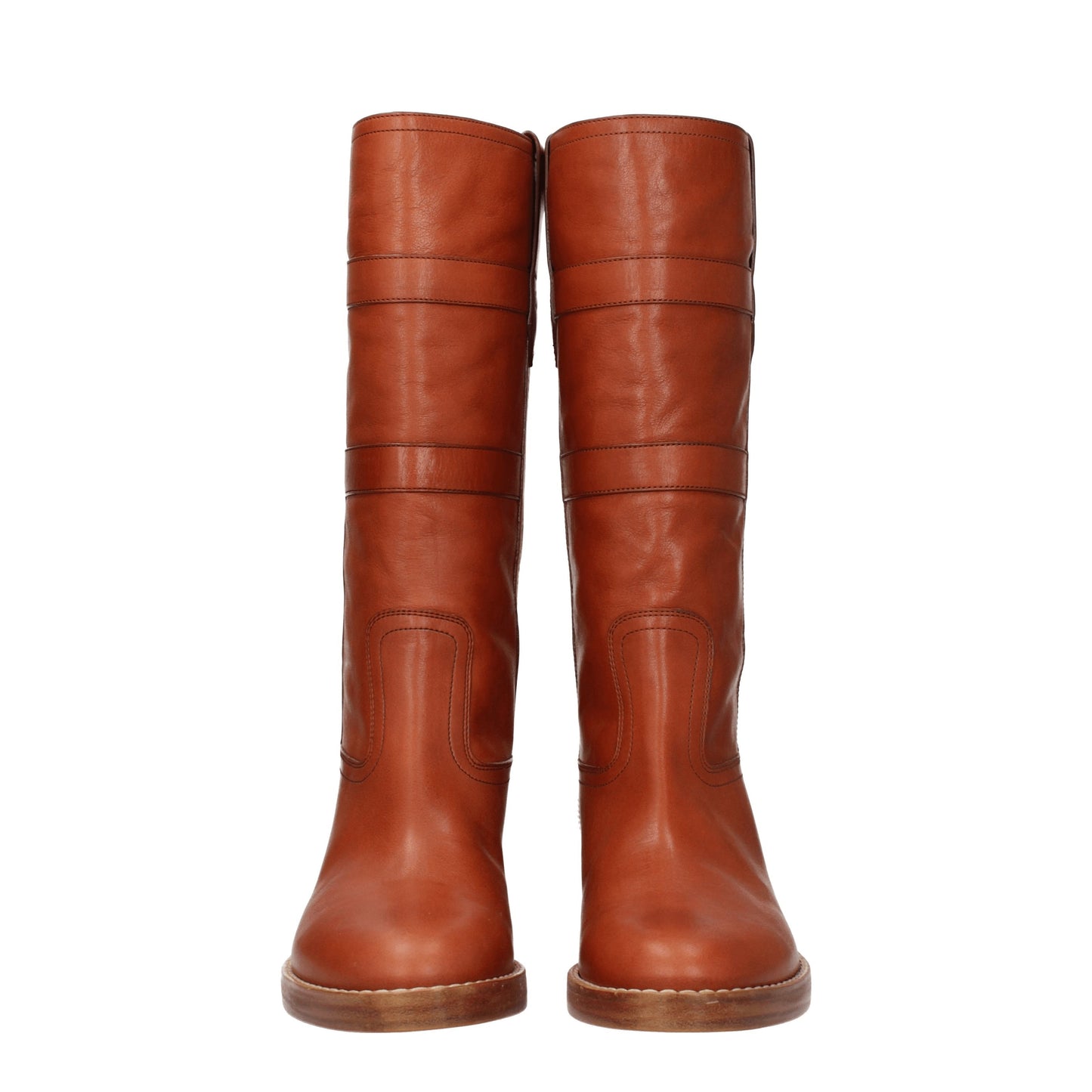 Celine Women's Boots in Leather Brown/Cognac