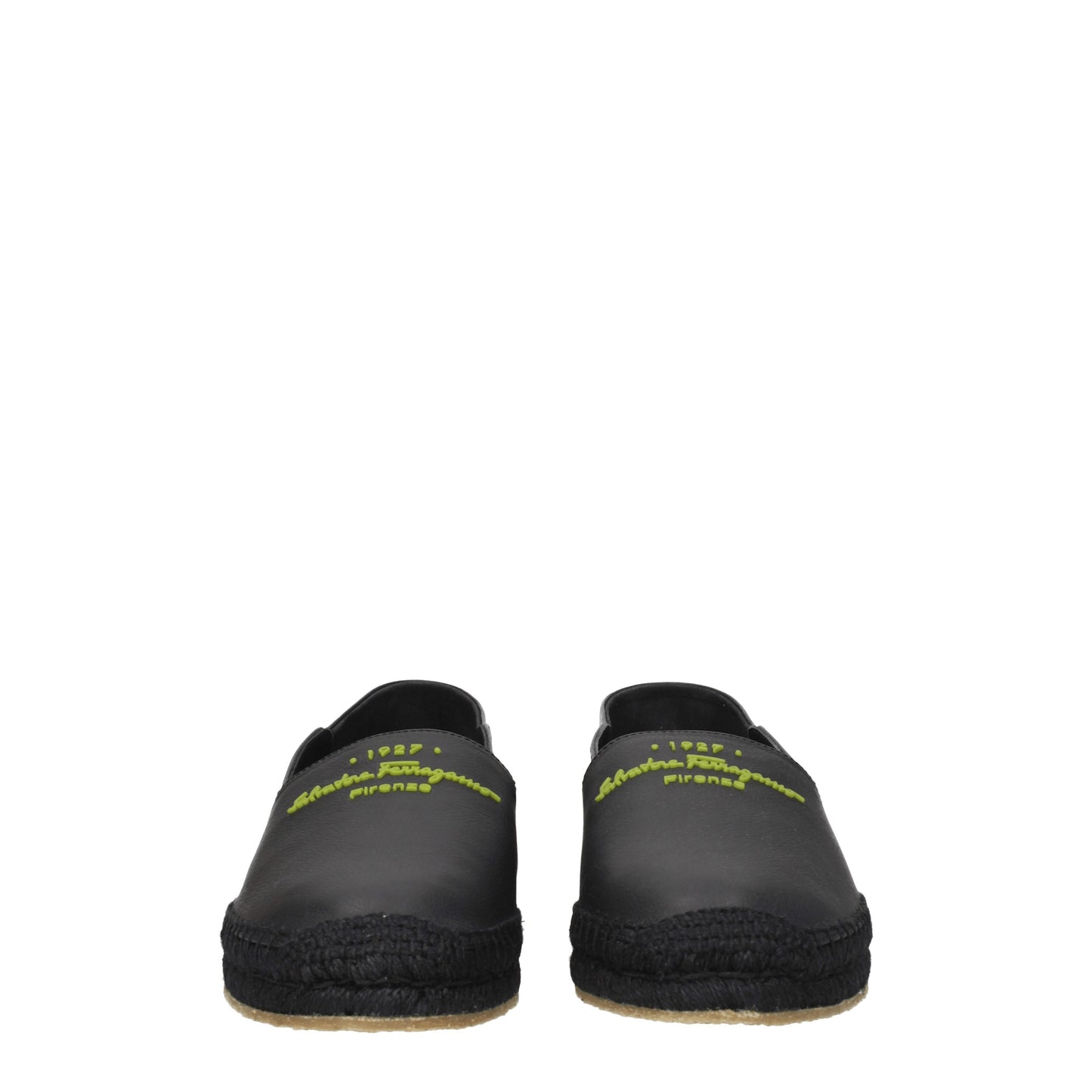 Salvatore Ferragamo Men's Espadrilles in Leather Black/Lime