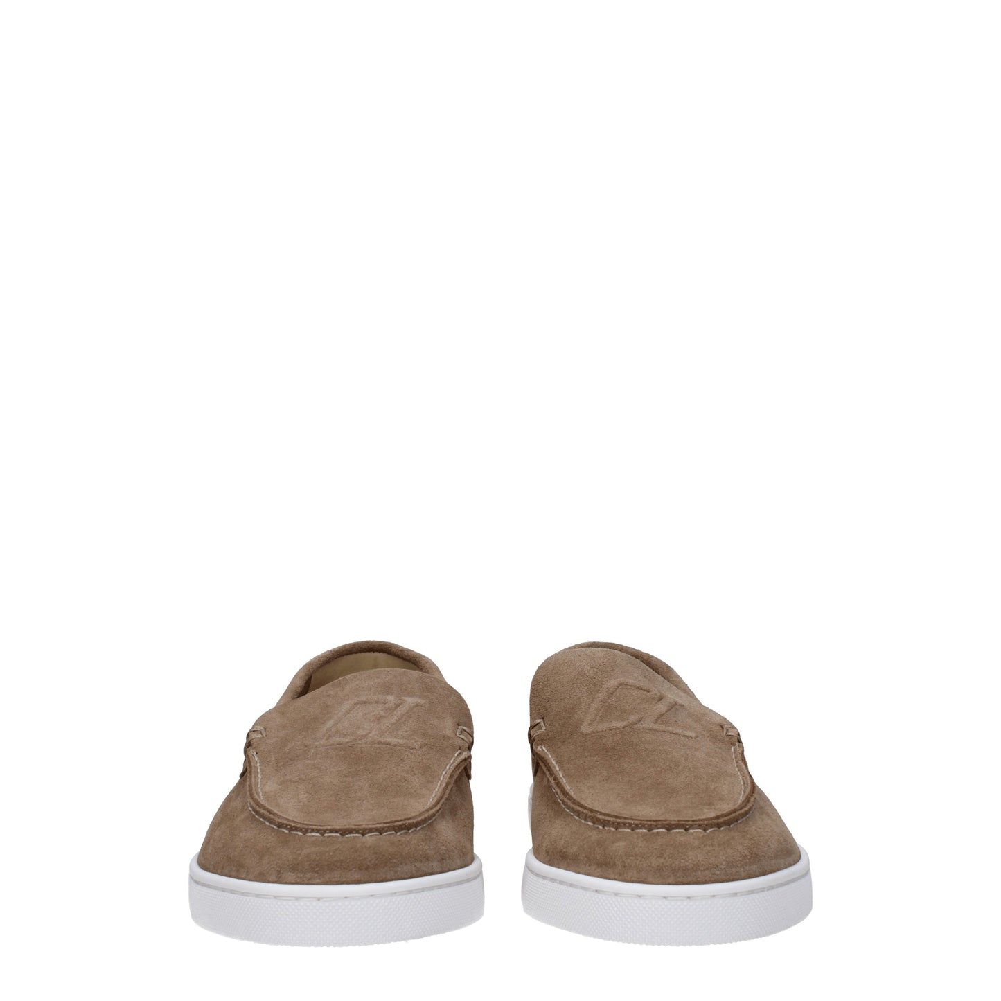 Louboutin Men's Loafers in Suede Beige/Rock