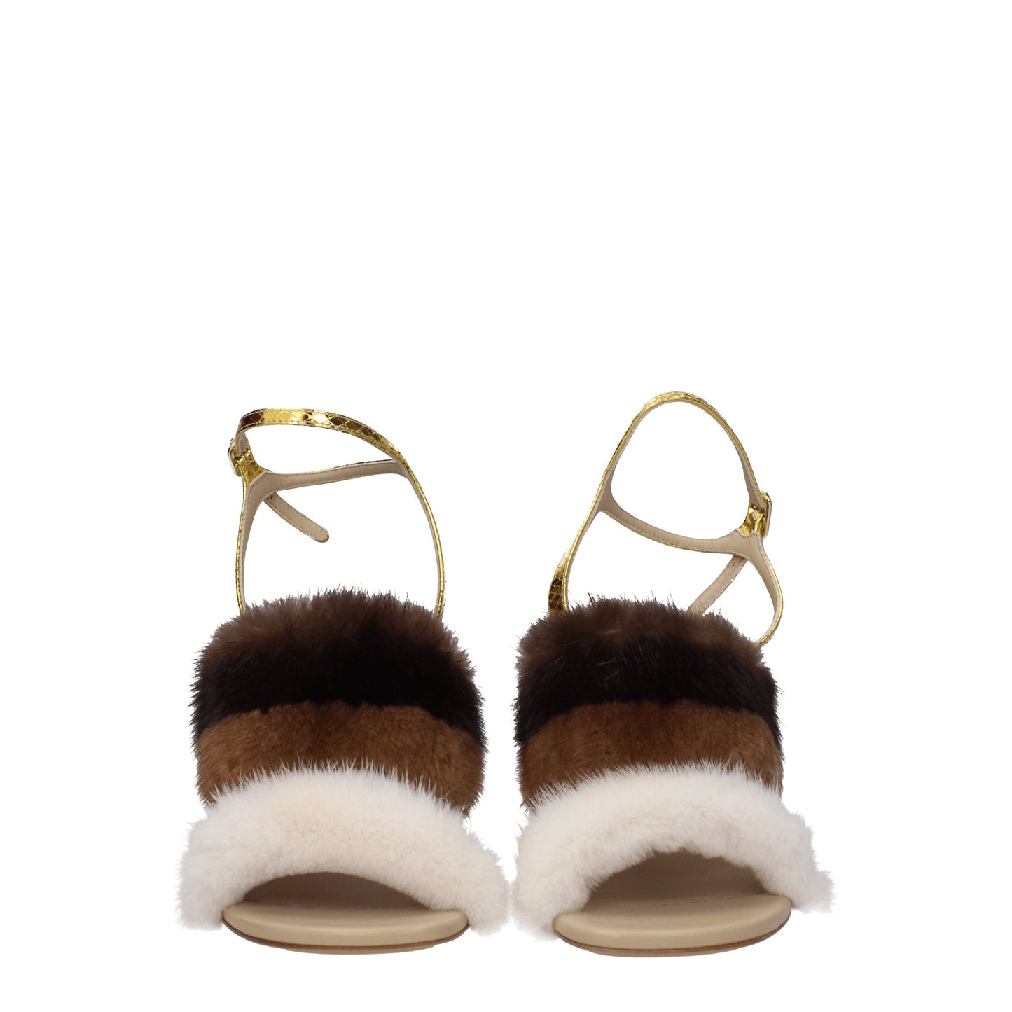 Fendi Women's Sandals in Mink Brown/Gold