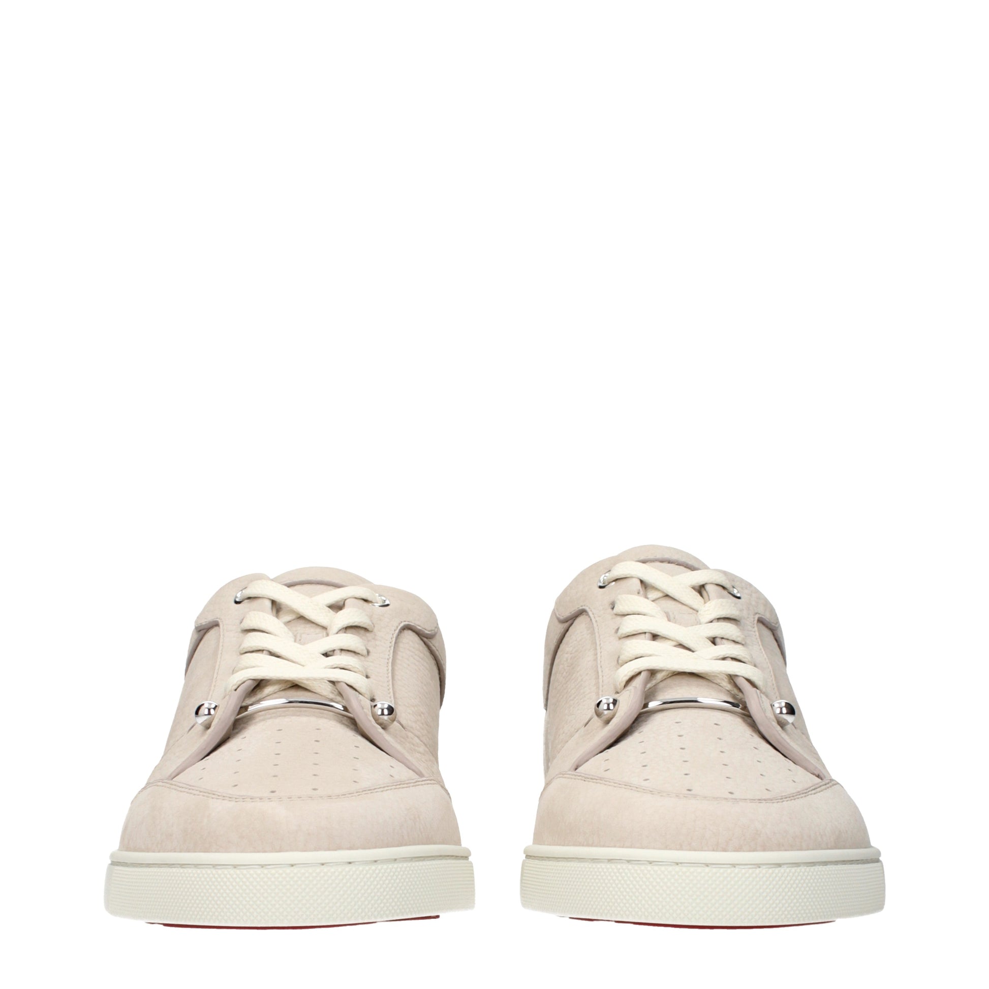 Louboutin Sneakers Men Leather Beige