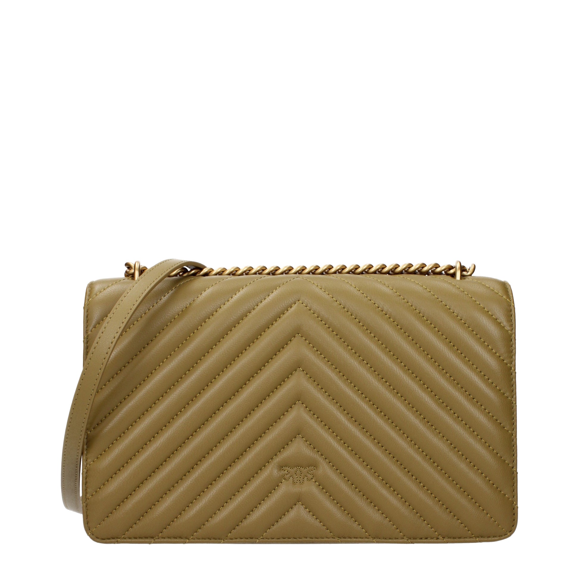Pinko Crossbody Bags Women Leather Green/Kangaroo