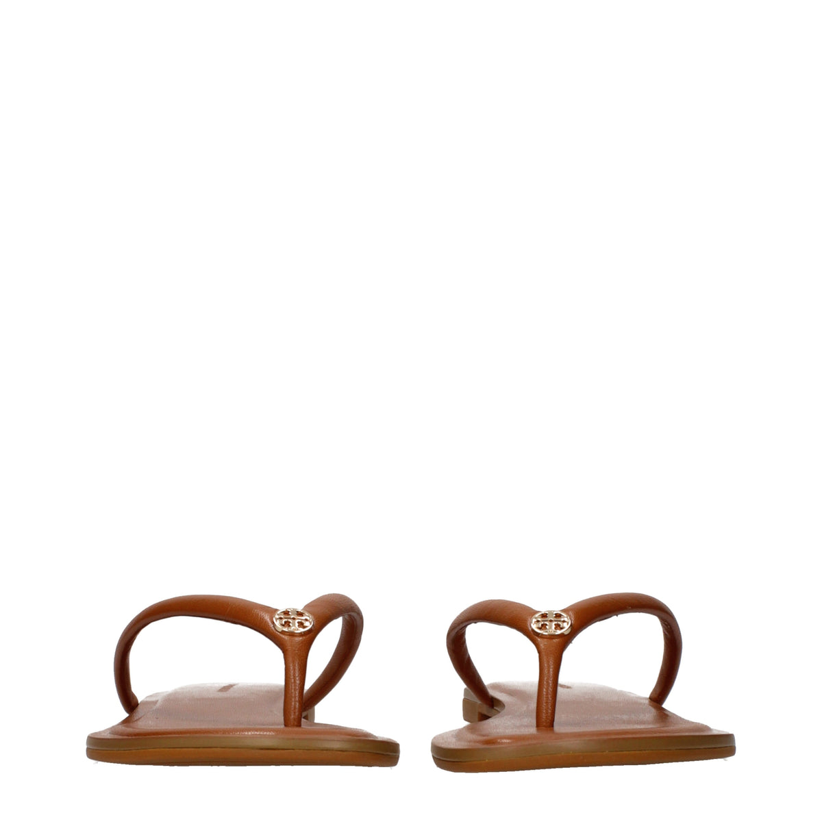 Tory Burch Flip Flops Women Leather Brown/Camel