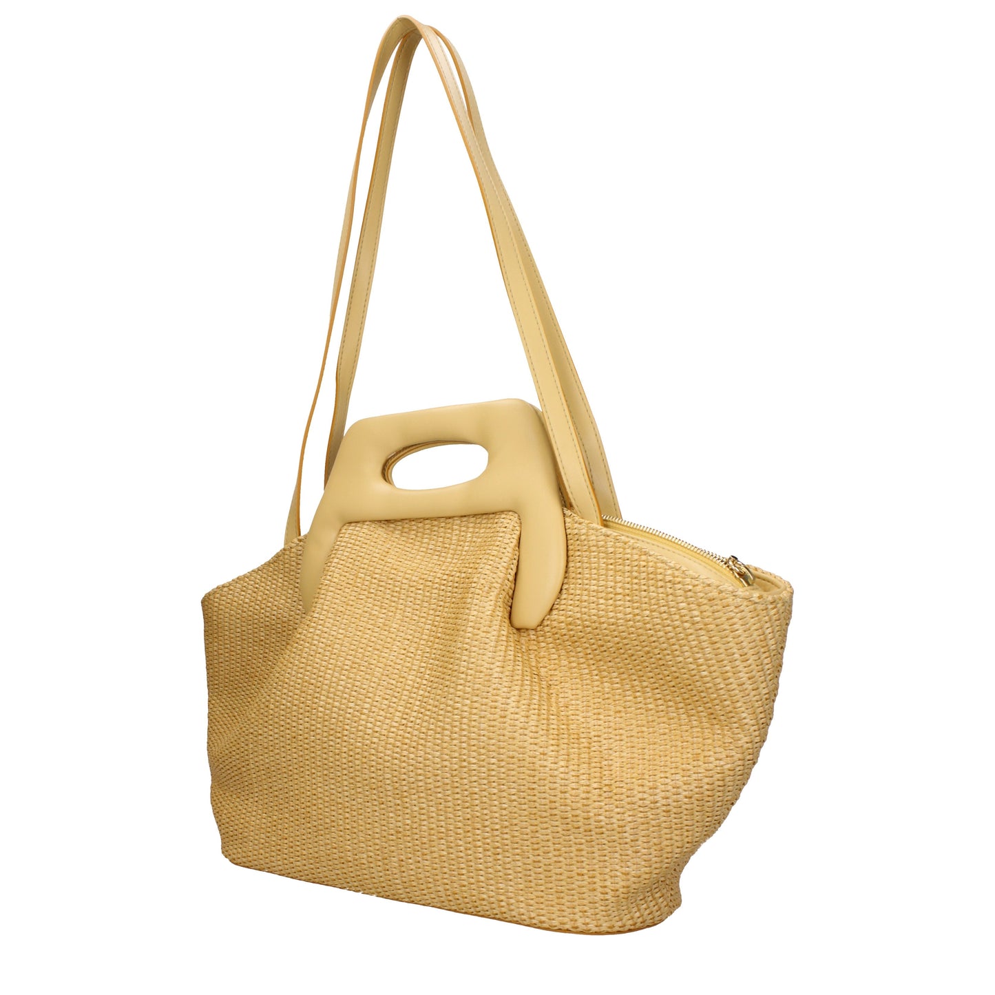 Themoirè Handbags Women Raffia Beige/Dark Tea