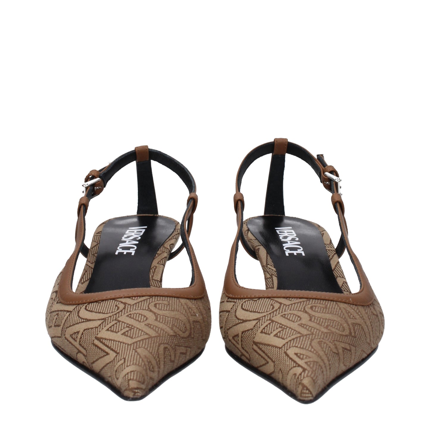 Versace Women's Sandals in Fabric  Beige/Brown