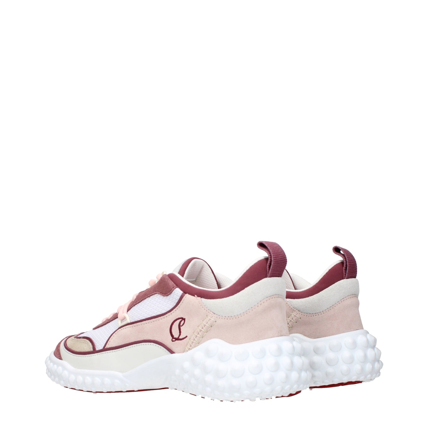 Louboutin Sneakers Women Suede Pink/Optic White