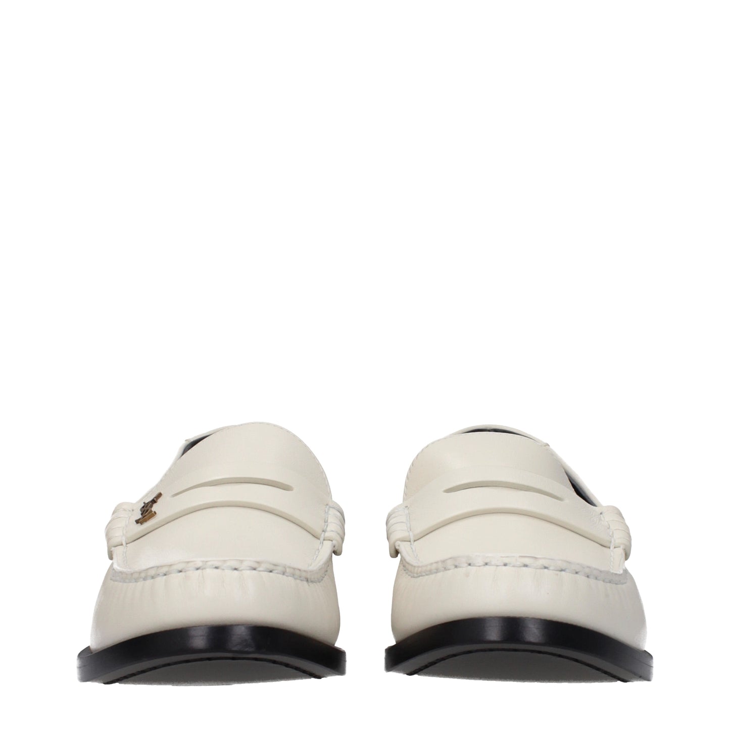 Saint Laurent Men's Loafers in Leather White/Pearl