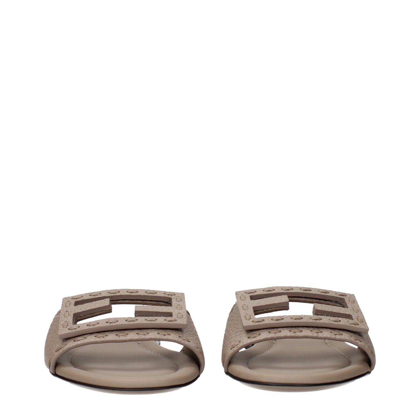 Fendi Slippers and Clogs Women Leather Gray/Turtledove