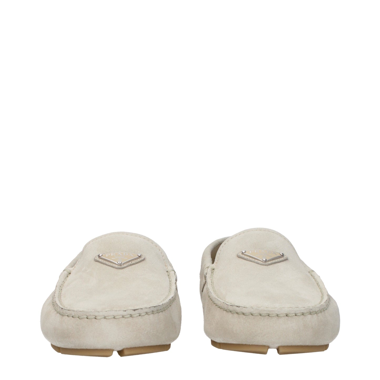 Prada Men's Loafers in Suede Beige/Pumice