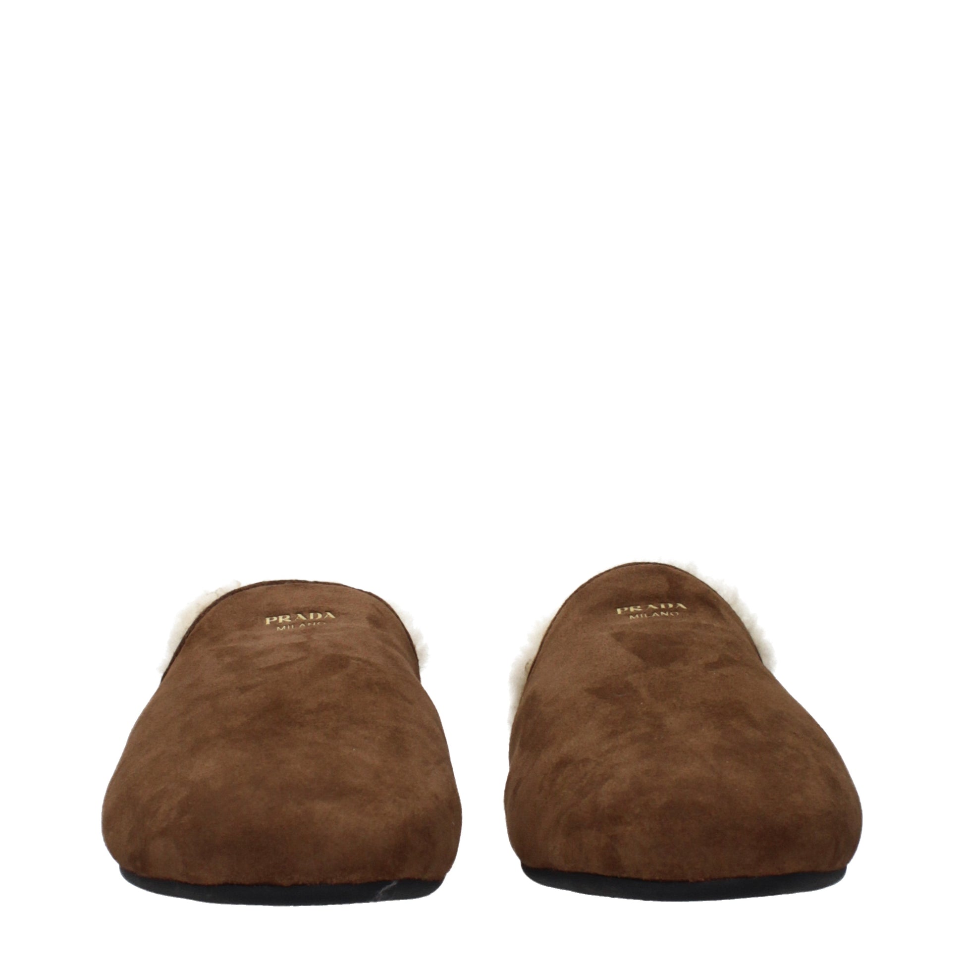 Prada Slippers and Clogs Women Suede Brown/Cocoa