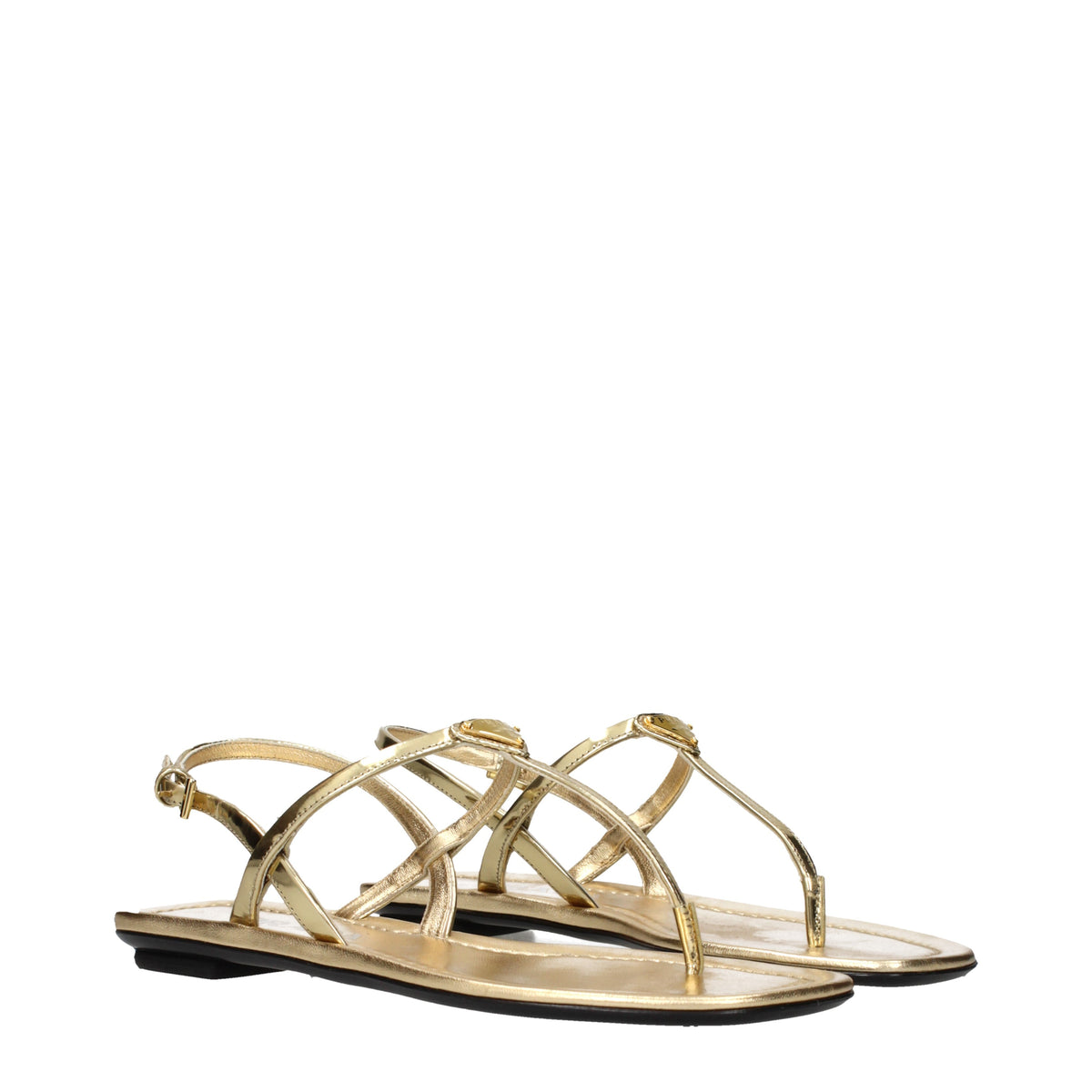 Prada Flip Flops Women Leather Gold