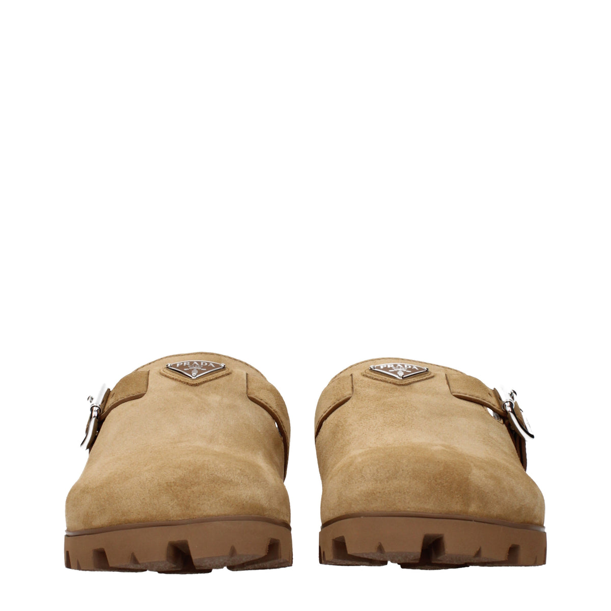 Prada Slippers and Clogs Men Suede Brown/Sand