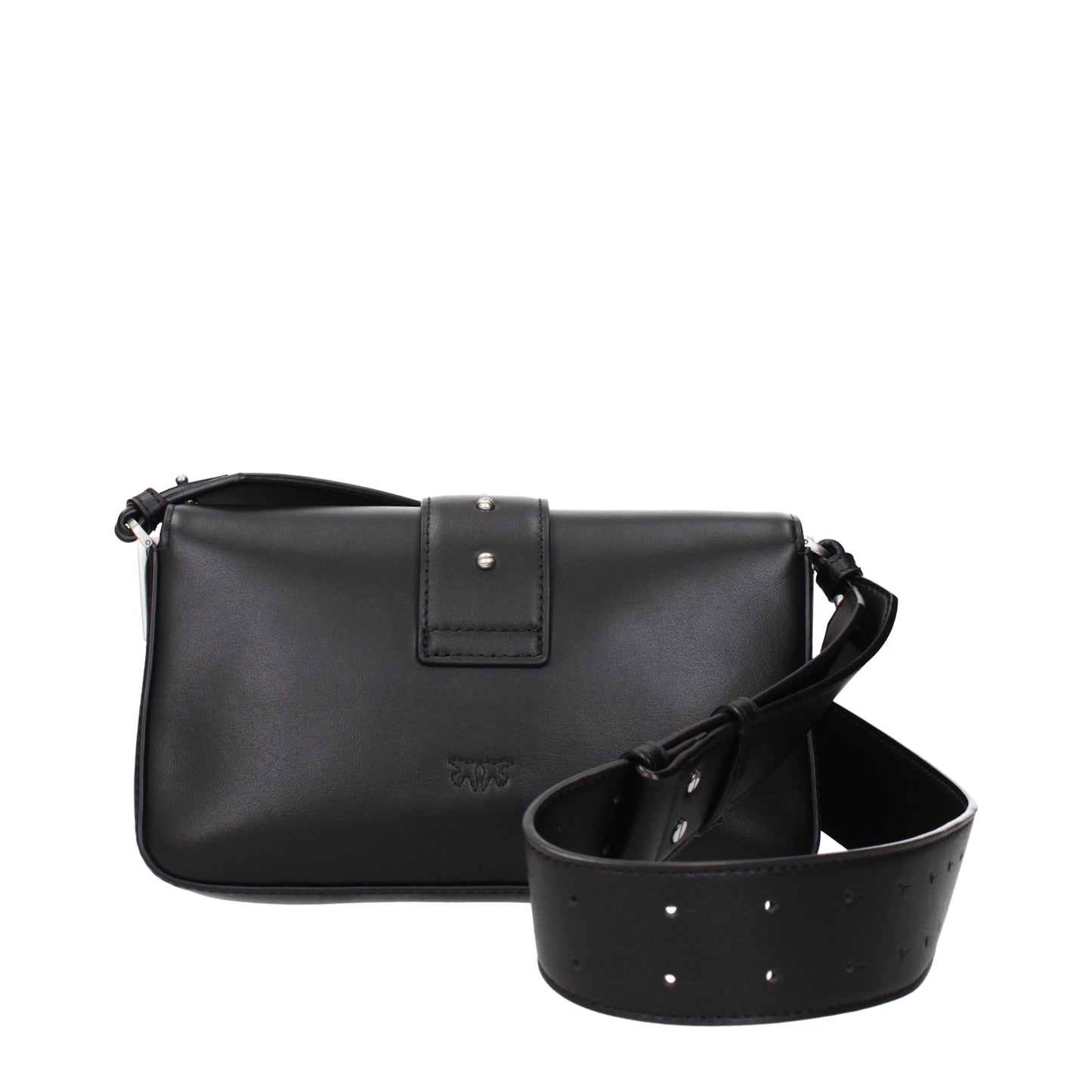 Pinko Crossbody Bags Women Leather Black/Silver