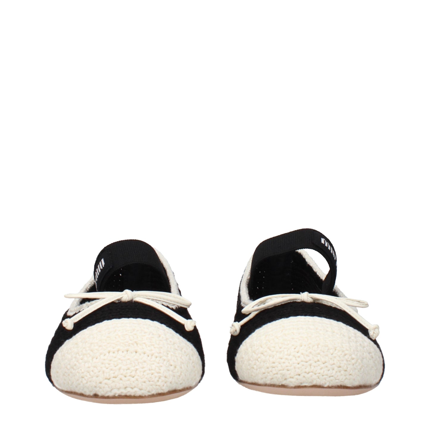 Miu Miu Ballet Flats Women Fabric  Black/Ivory