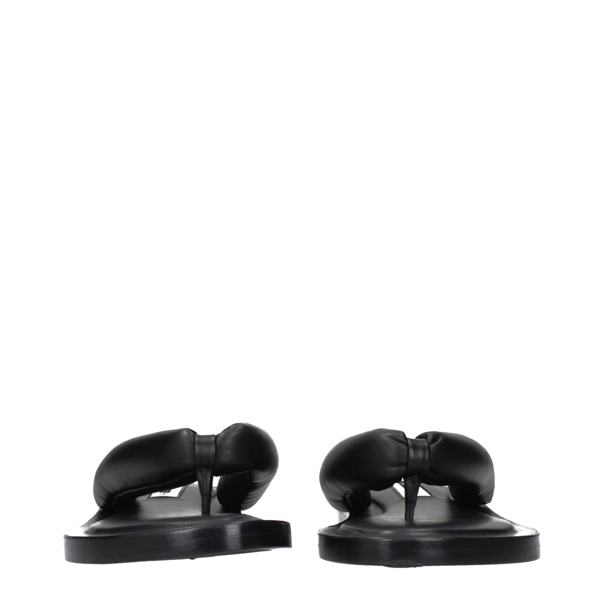 Jil Sander Flip Flops Women Leather Black