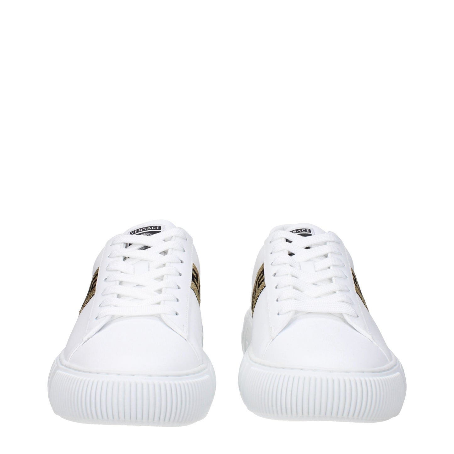 Versace Men's Sneakers in Leather White/Gold