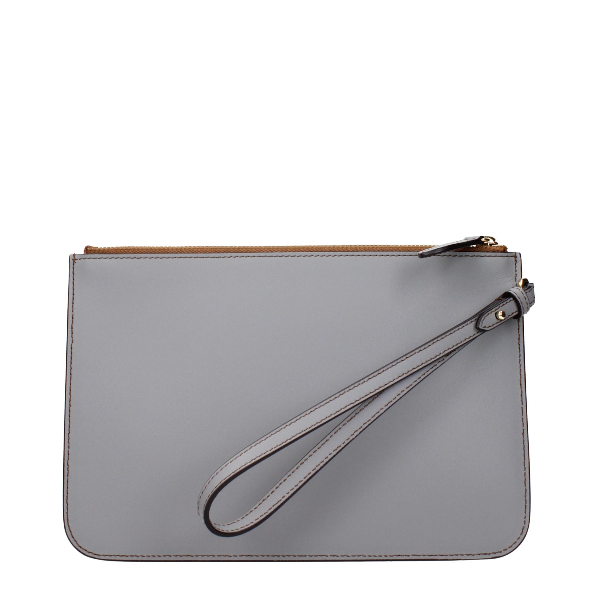 Burberry Clutches Men Leather Gray/Cloud