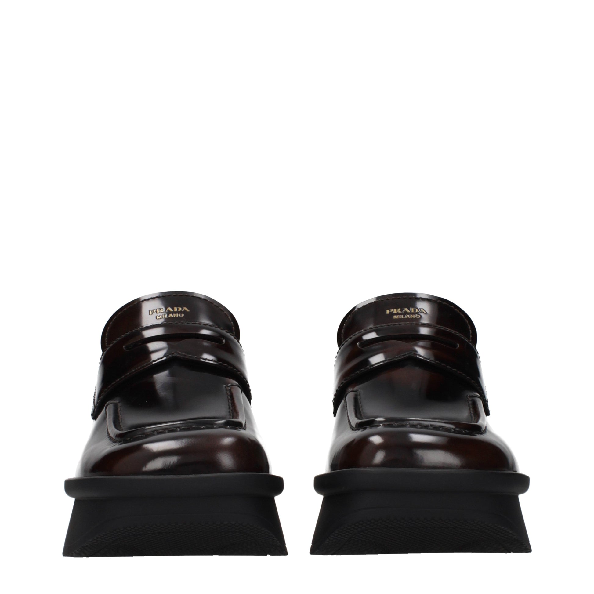 Prada Loafers Women Leather Brown/Burnt
