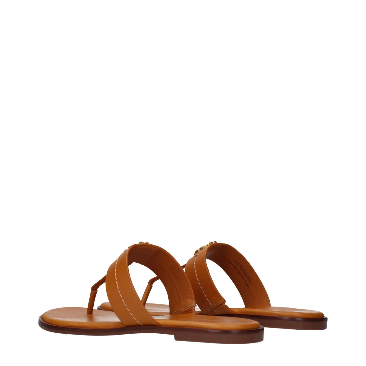 Tory Burch Flip Flops Women Leather Brown/Light Tan