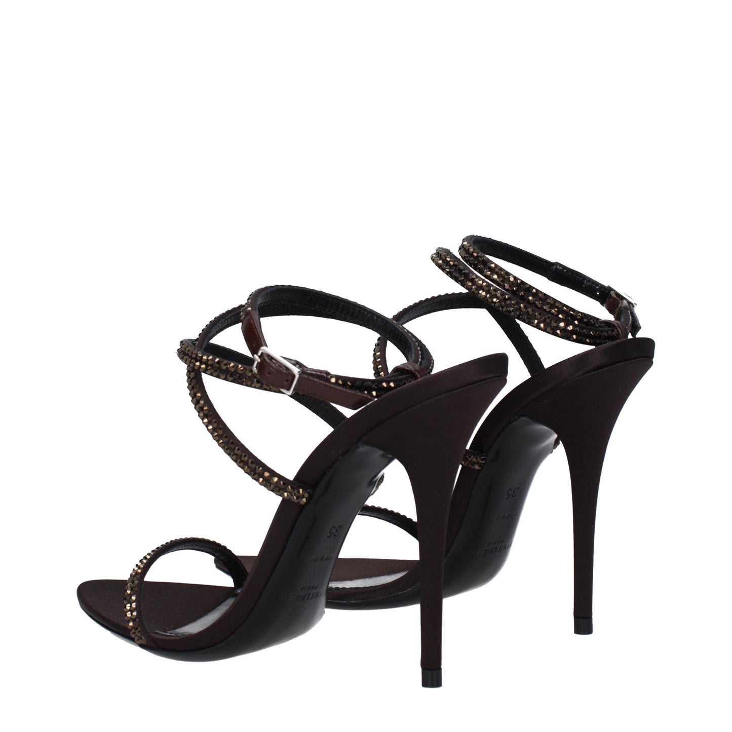 Saint Laurent Women's Sandals in Rhinestone Brown/Dark Brown