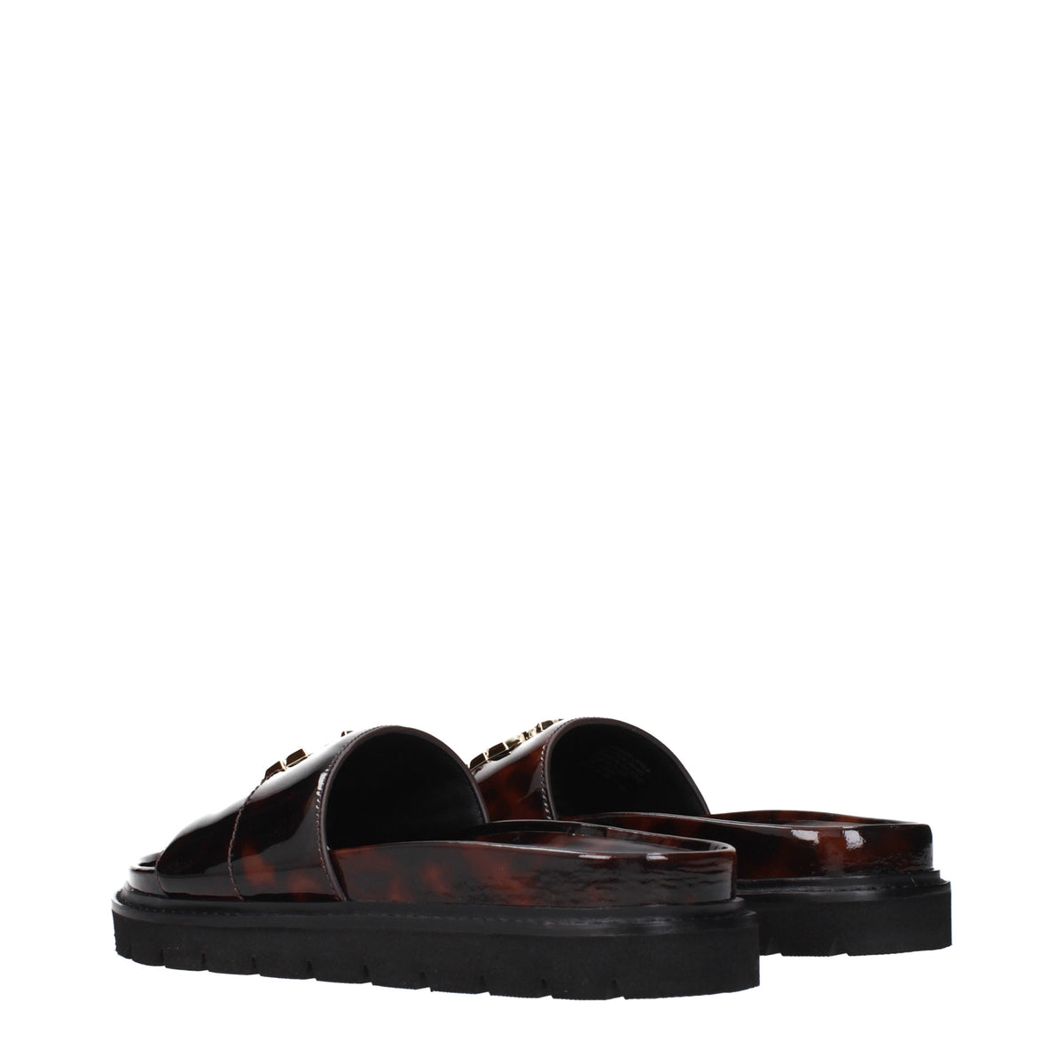 Tory Burch Slippers and Clogs Women Patent Leather Brown/Leopard