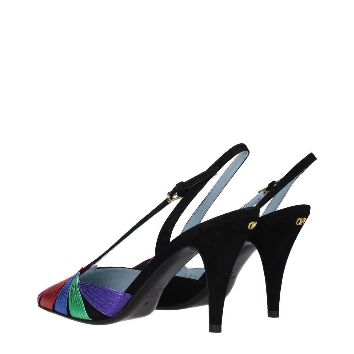 Valentino Garavani Sandals Women Suede Black/Multicolor