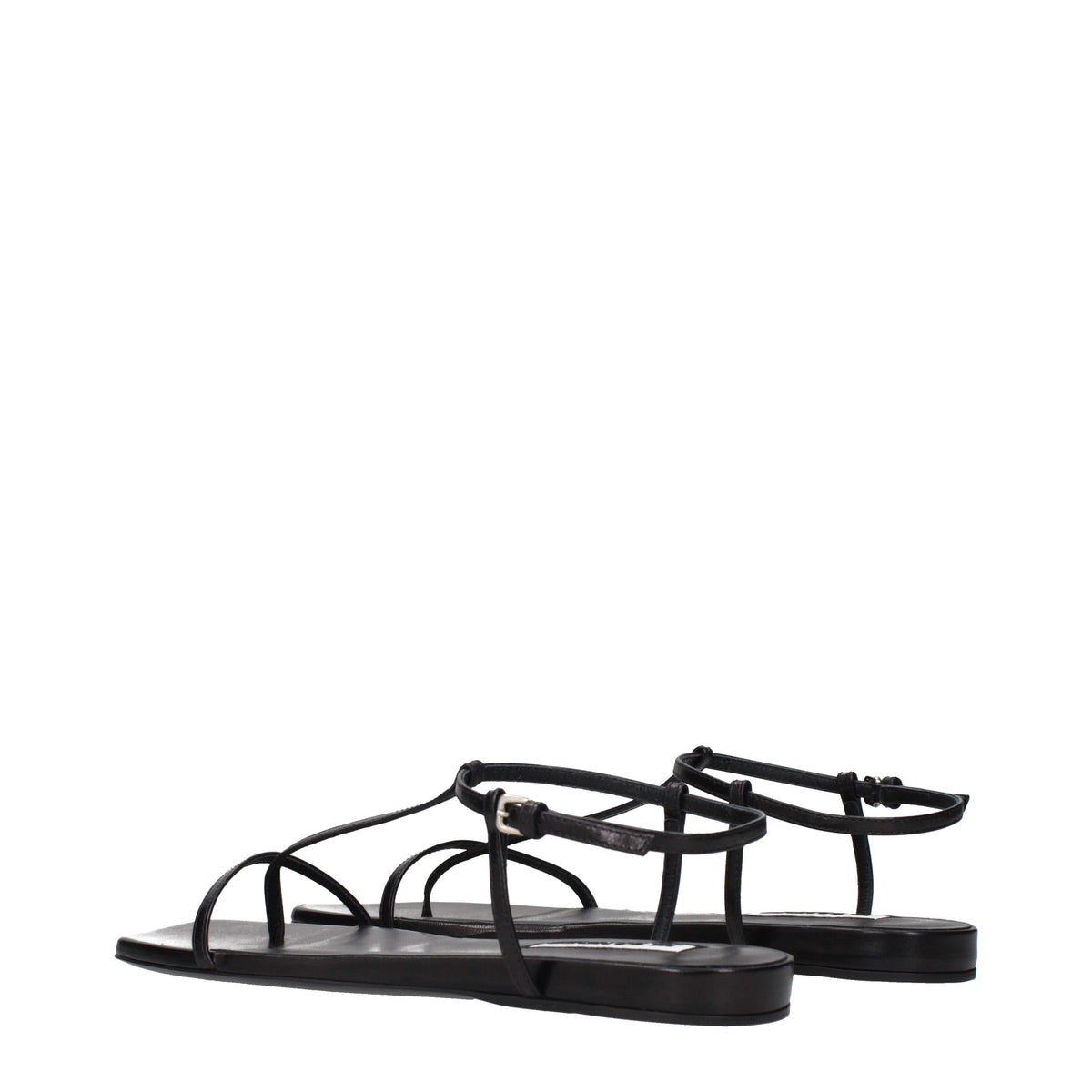 Jil Sander Flip Flops Women Leather Black