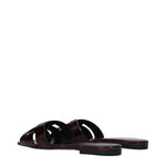 Saint Laurent Slippers and Clogs Women Patent Leather Brown/Natural