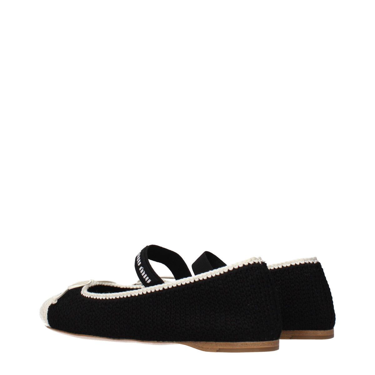 Miu Miu Ballet Flats Women Fabric  Black/Ivory