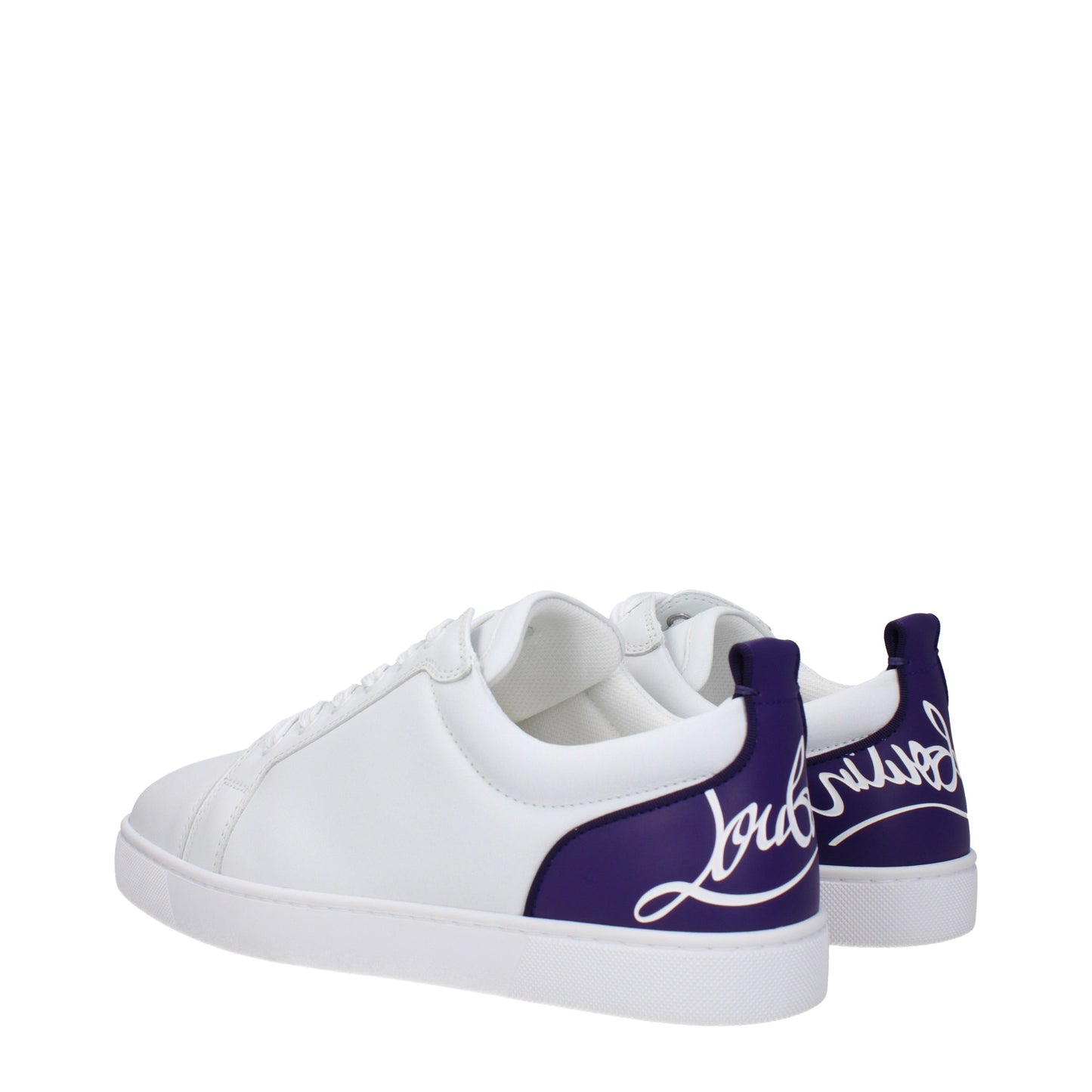 Louboutin Men's Sneakers in Leather White/Jacaranda