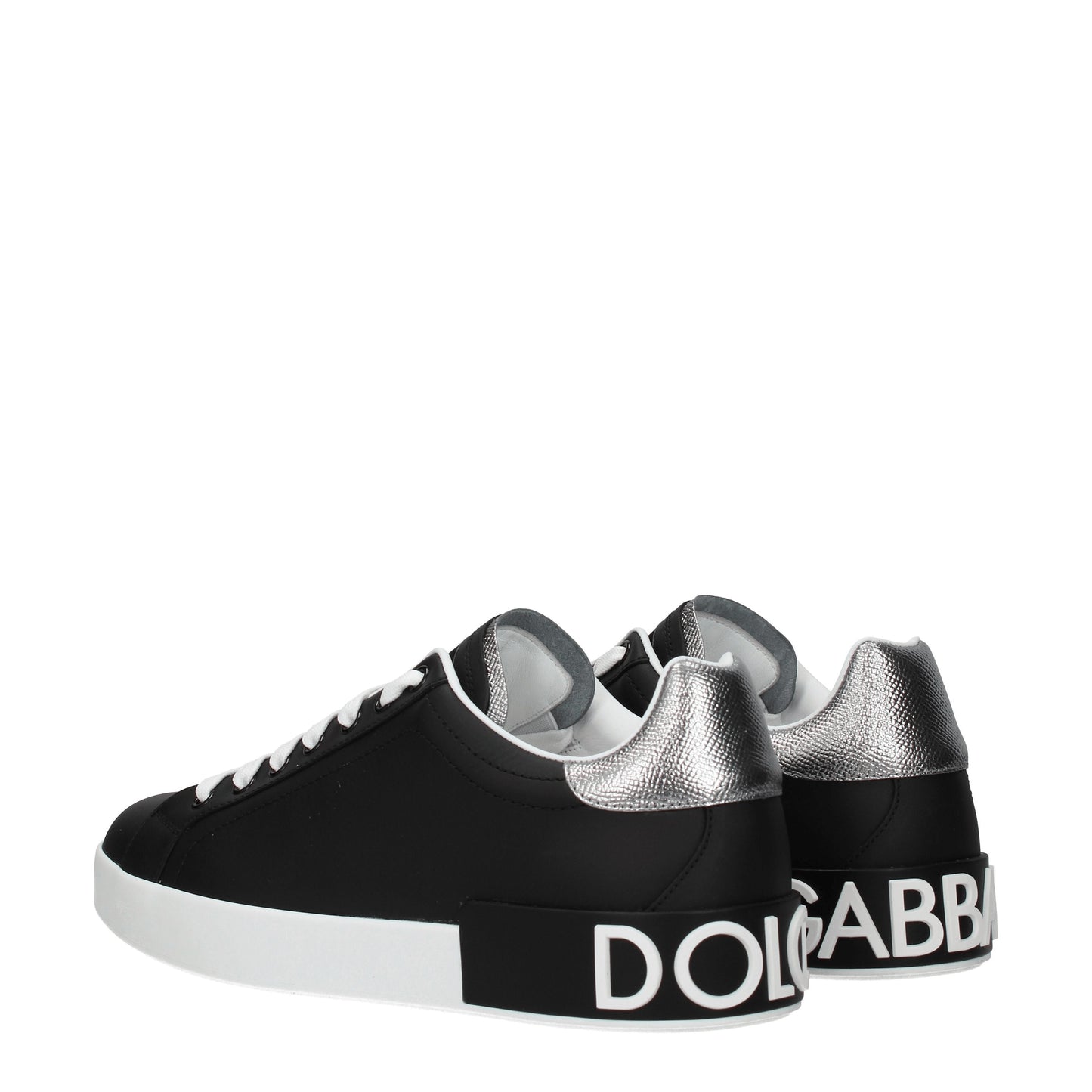 Dolce&Gabbana Men's Sneakers in Leather Black/Silver