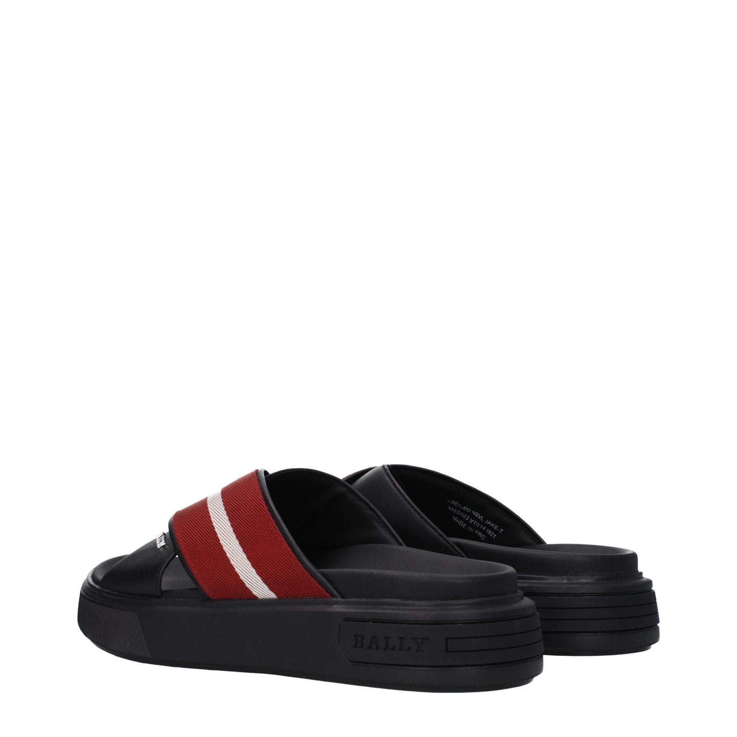 Bally Sandals & Slippers Men Leather Black/Red