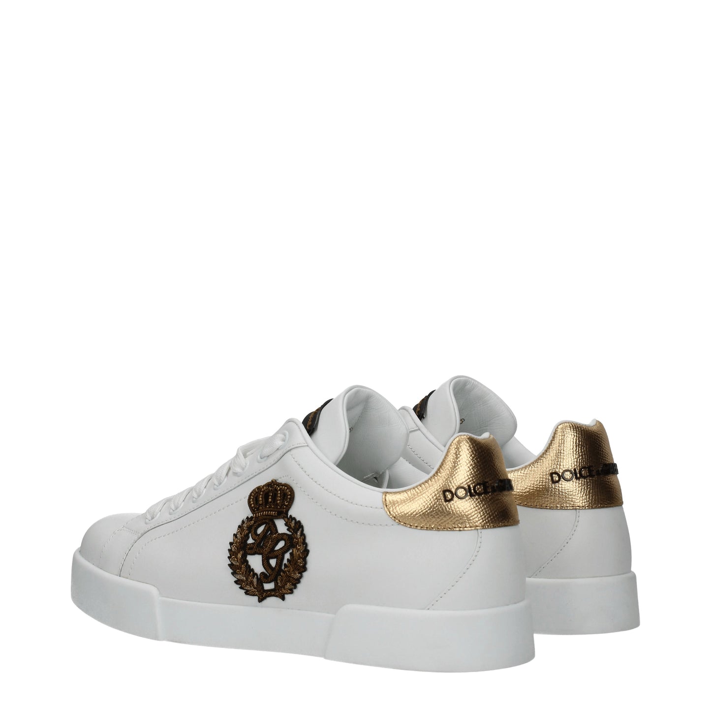 Dolce&Gabbana Men's Sneakers in Leather White/Gold