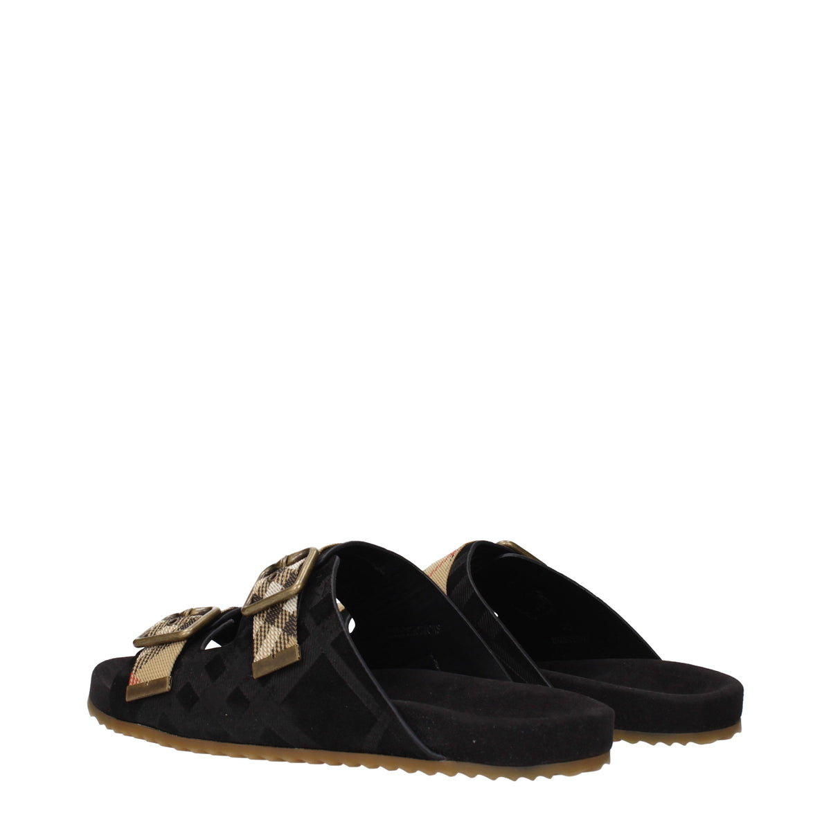 Burberry Slippers and Clogs Men Suede Black/Beige