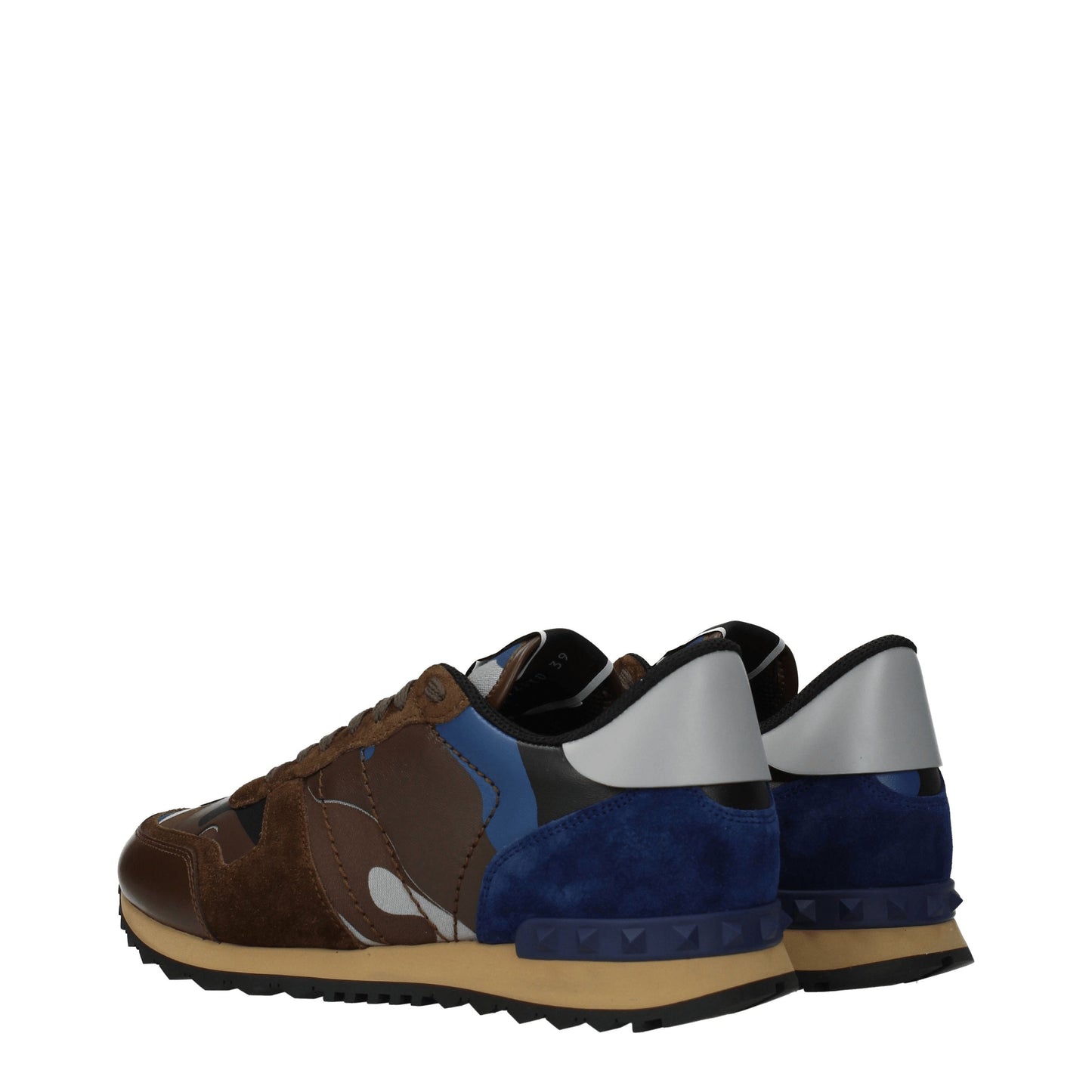 Valentino Garavani Men's Sneakers in Leather Brown/Electric Blue