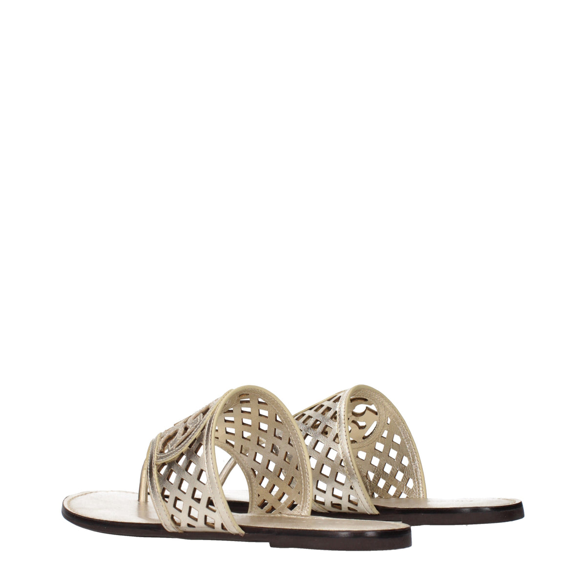 Tory Burch Flip Flops Women Leather Gold