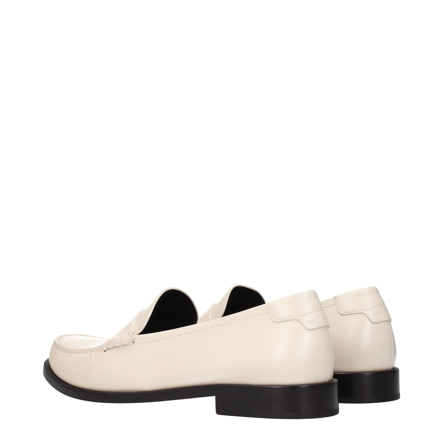 Saint Laurent Men's Loafers in Leather Beige/Antique Pearl