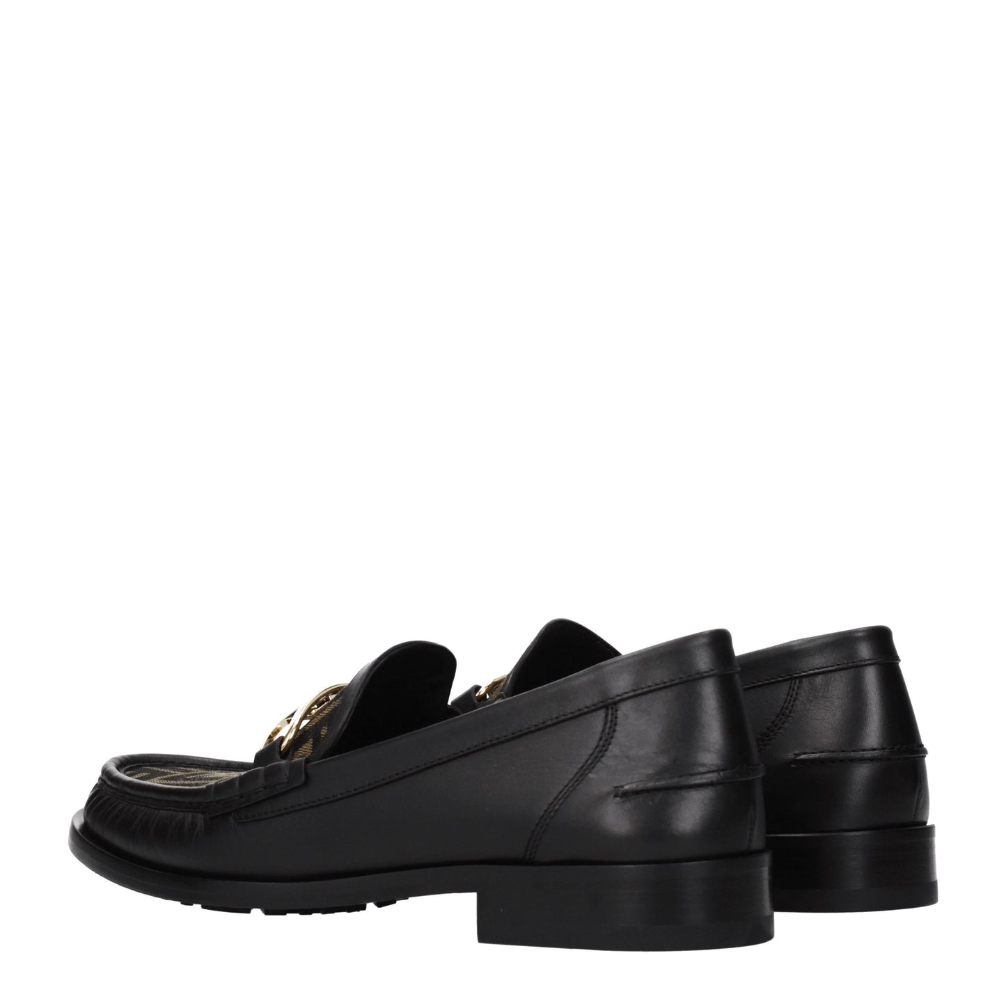 Fendi Men's Loafers in Leather Black/Brown